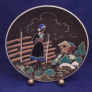 Arnold Wiigs Fabrikker Norway Setesdal Plate‎ #908 Folk Art 10” Rare 1950s